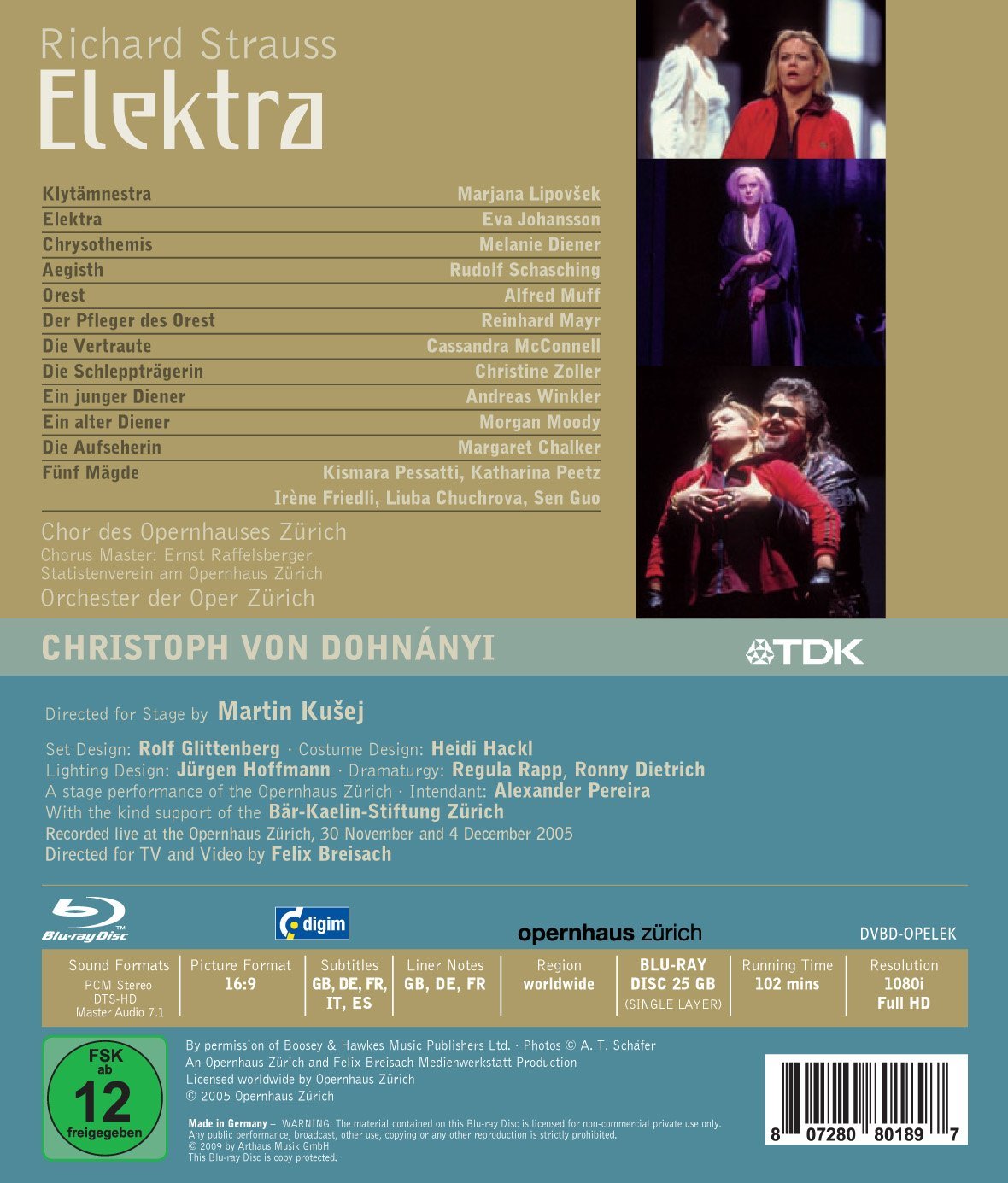 R.Strauss: Elektra - Live Recording From The Opernhaus Zurich 2005 Blu Ray Disc | Richard Strauss - 1 | YEO