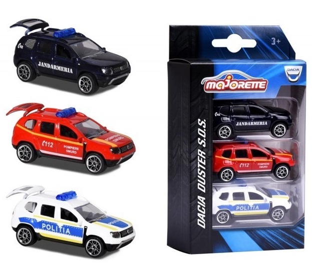 Set 3 masinute metalice - Dacia Duster SOS  | Majorette - 1 | YEO