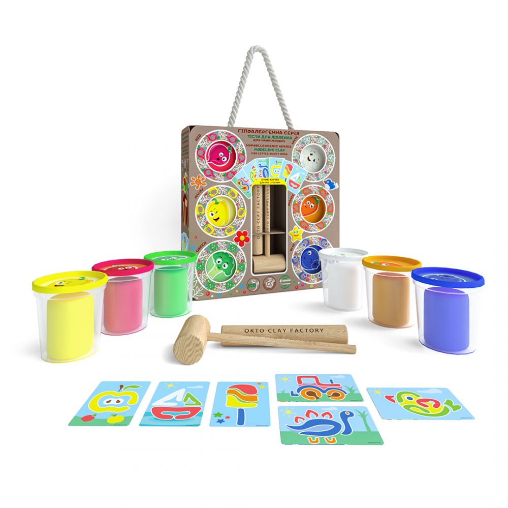 Set plastilina Eco - 6 Culori si Unelte | Okto Clay