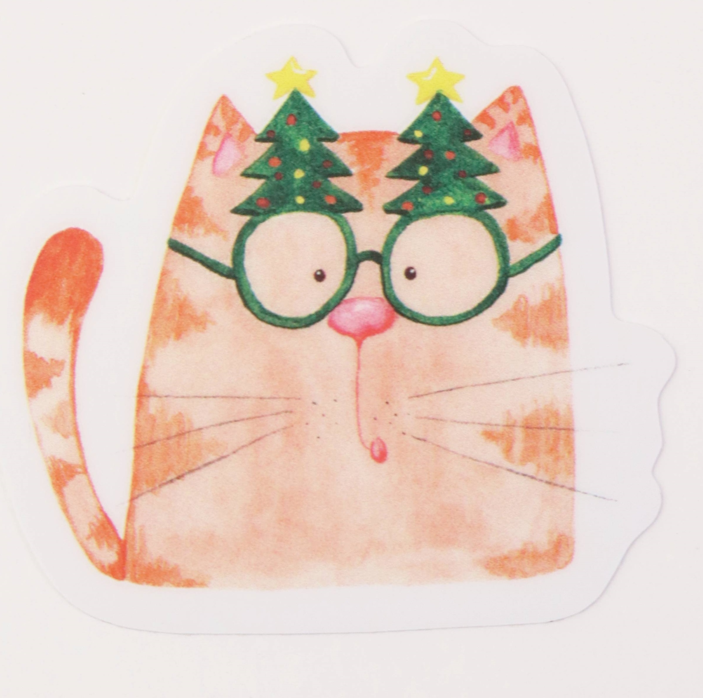  Sticker - Cat With Christmas Glasses | Buburuza cu ghetute 