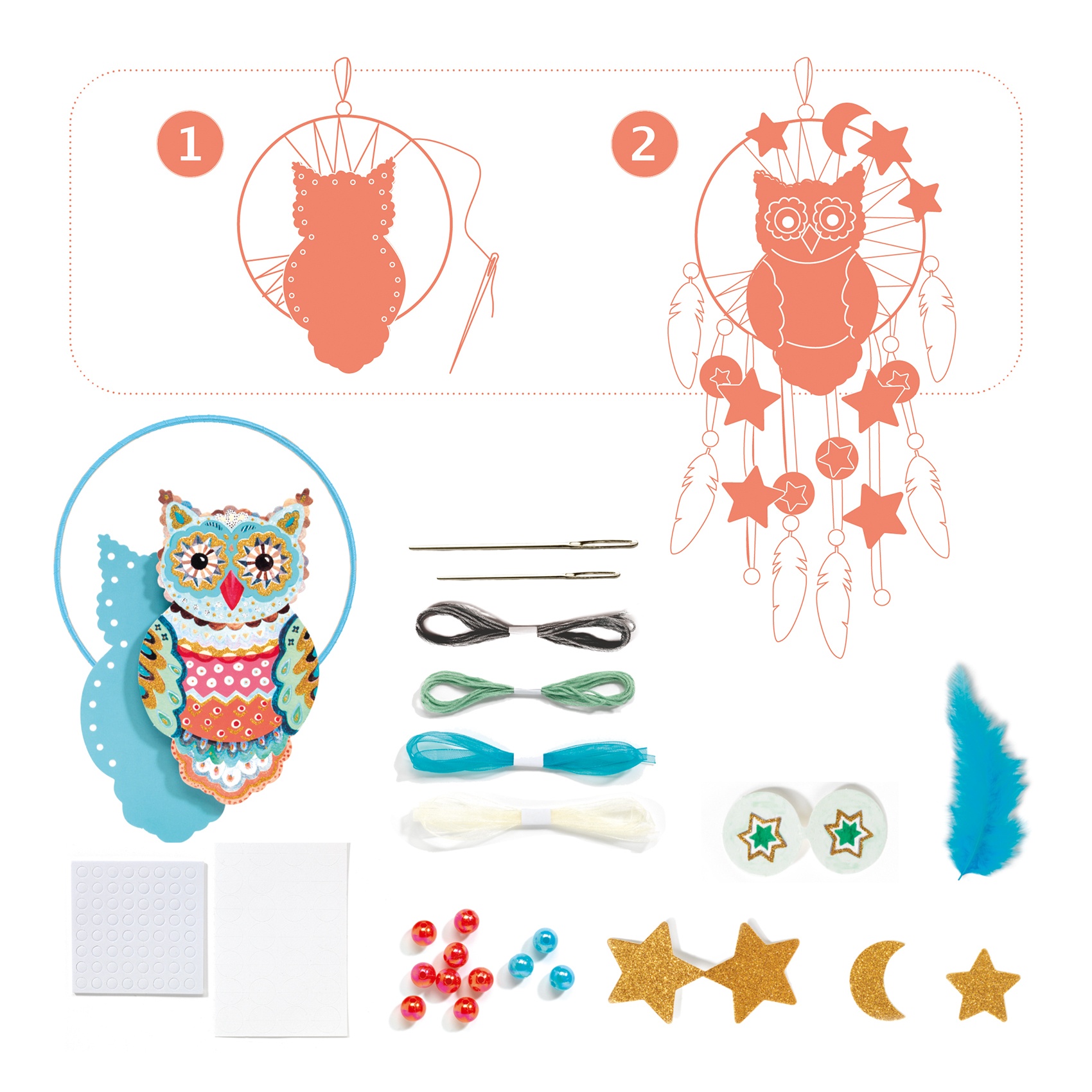 Set DIY - Dreamcatcher Golden Owl | Djeco - 1 | YEO