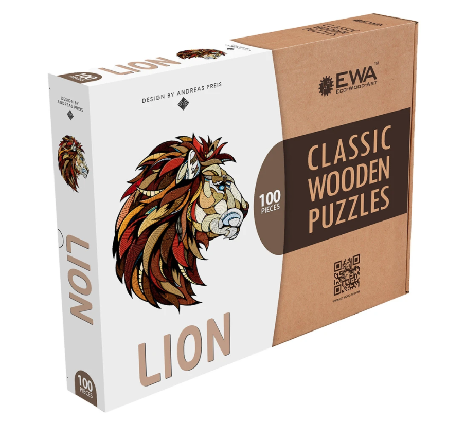 Puzzle din lemn - Lion, 100 piese | EWA