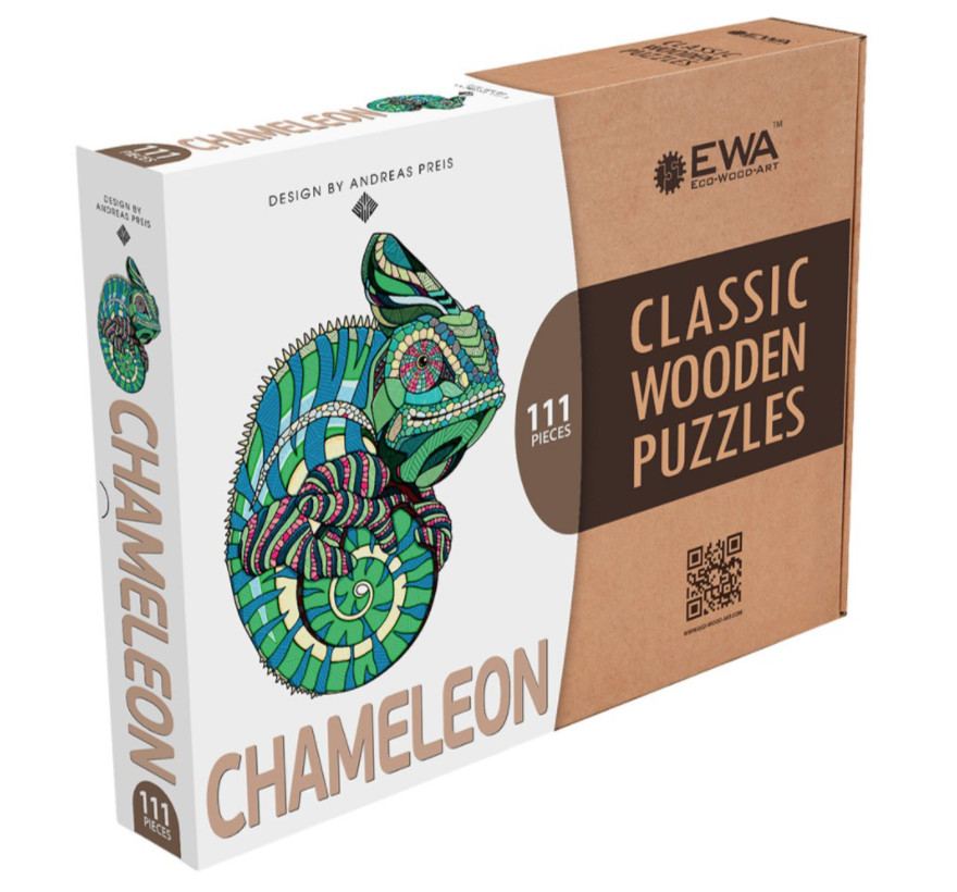 Puzzle din lemn - Chameleon, 111 piese | EWA - 3 | YEO