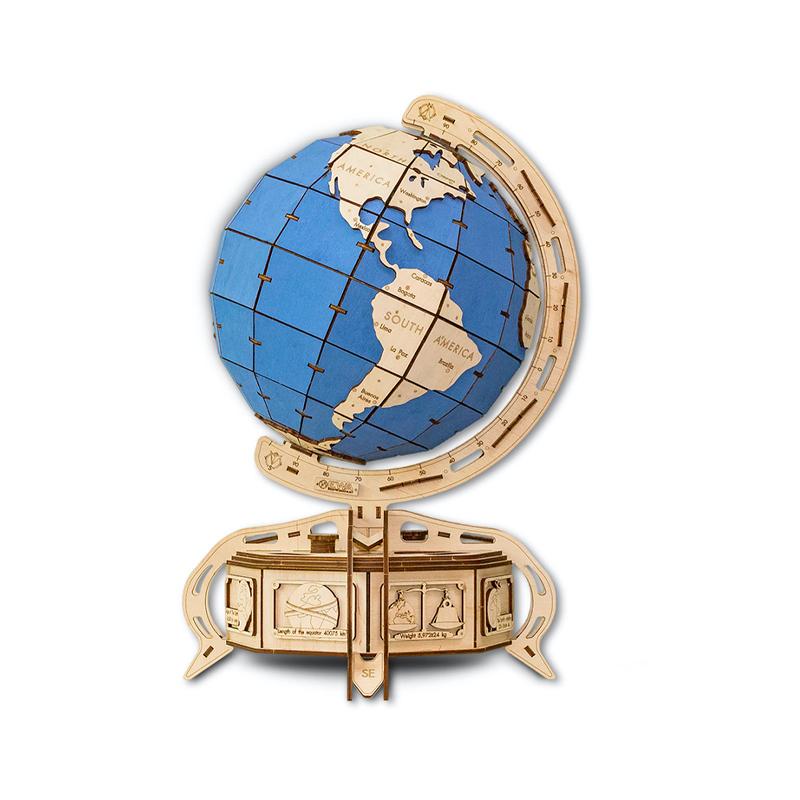 Puzzle 3D din lemn - The Globe - Blue, 393 piese | EWA