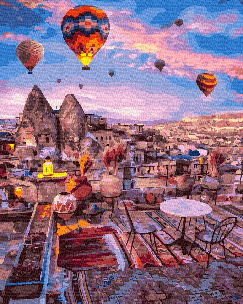 Set pictura pe numere - Vedere din Cappadocia, 40x50 cm | Acuarello
