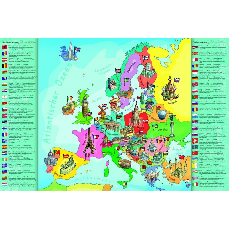 Puzzle 200 piese - Educational - Harta Europei | Trefl