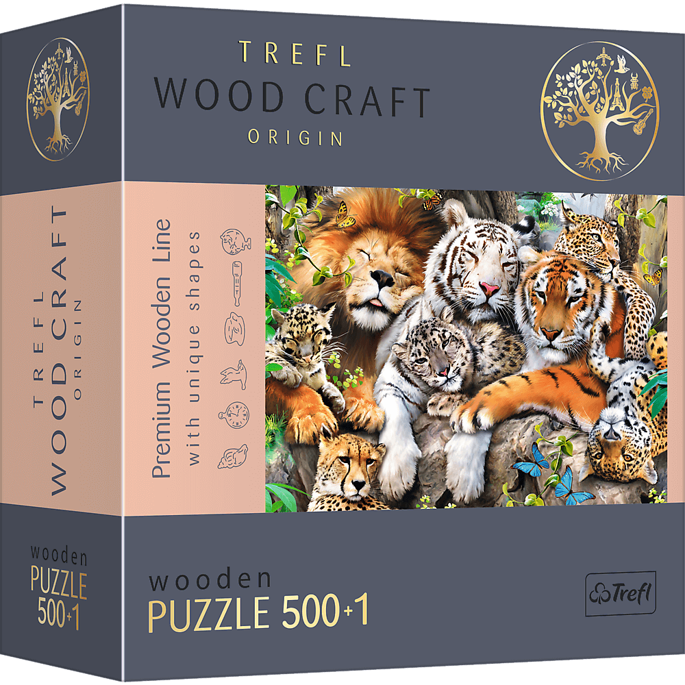 Puzzle din lemn - Wild Cats in the Jungle | Trefl
