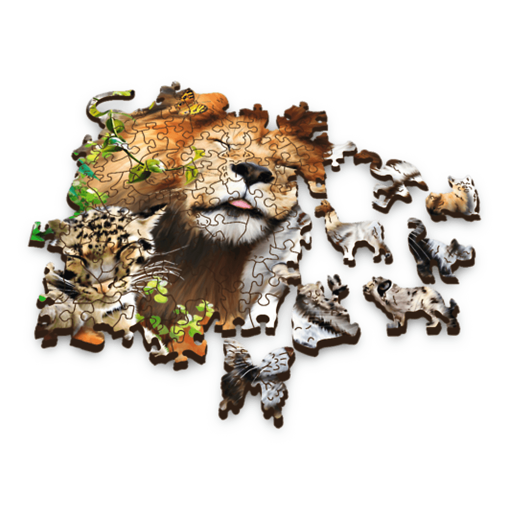Puzzle din lemn - Wild Cats in the Jungle | Trefl - 2