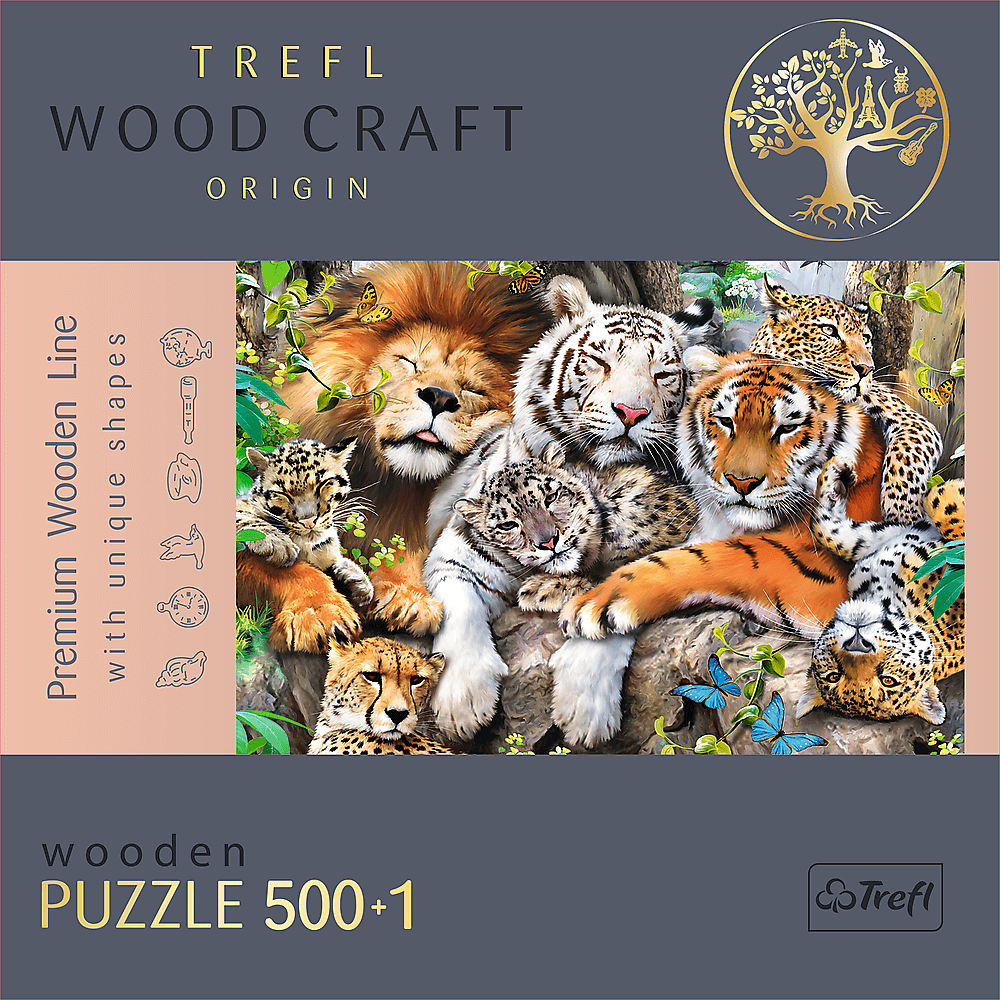 Puzzle din lemn - Wild Cats in the Jungle | Trefl - 1