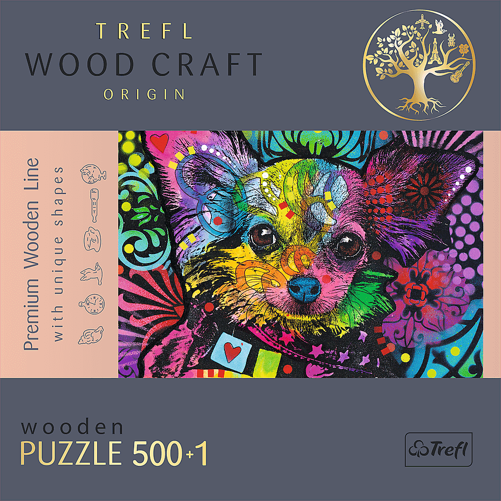 Puzzle din lemn - Colorful Puppy | Trefl - 1