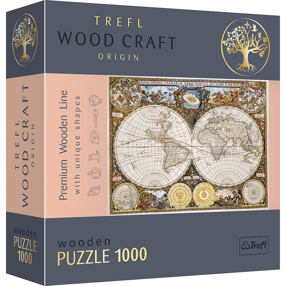 Puzzle din lemn - Ancient World Map | Trefl