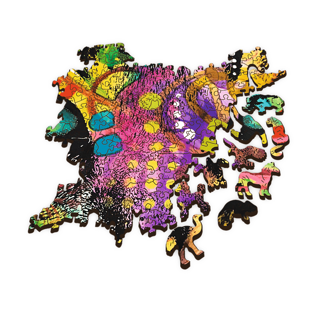 Puzzle din lemn - Colorful Cat | Trefl - 2