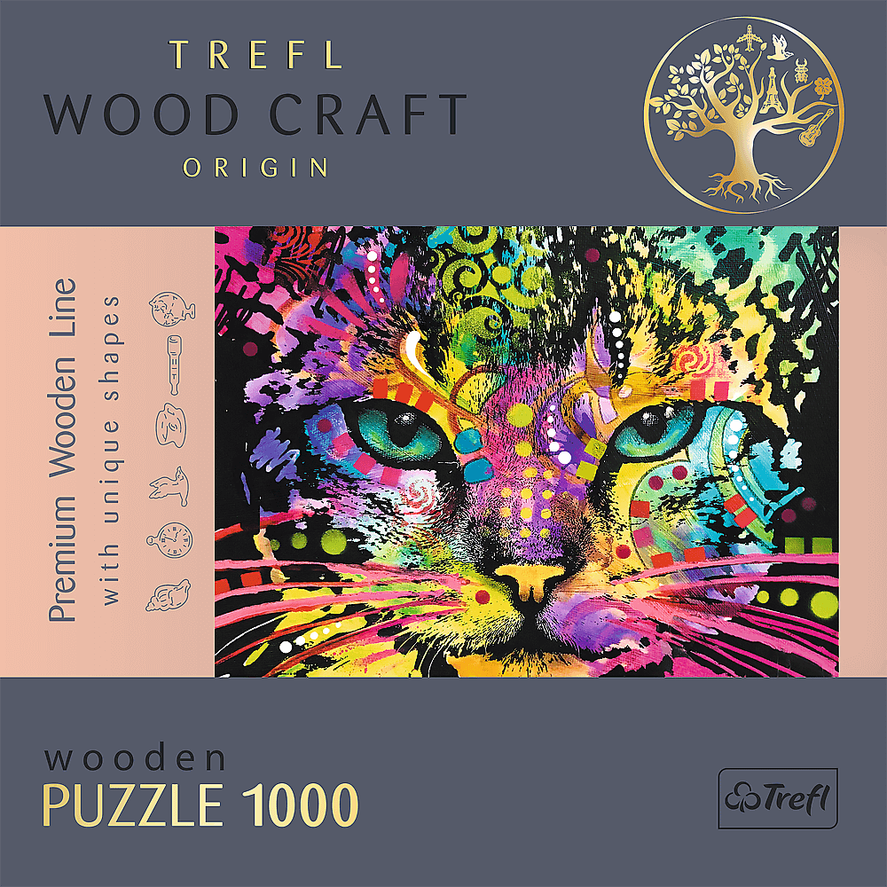 Puzzle din lemn - Colorful Cat | Trefl - 3