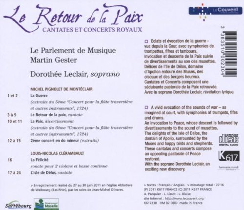 Monteclair / Clerambault: Le Retour de la Paix; Cantatas et Concerts Royaux | Martin Gester, Clerambault