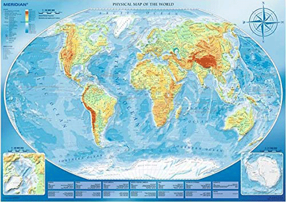 Puzzle - Large Physical Map of the World | Trefl