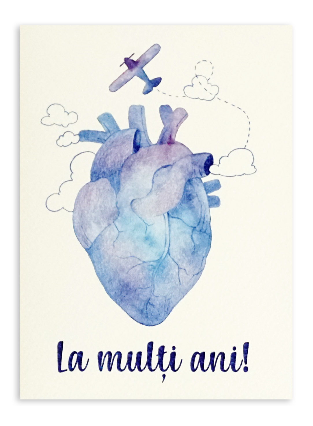 Felicitare - Inima de calator, La multi ani! | Ana-Maria Galeteanu Ilustrator