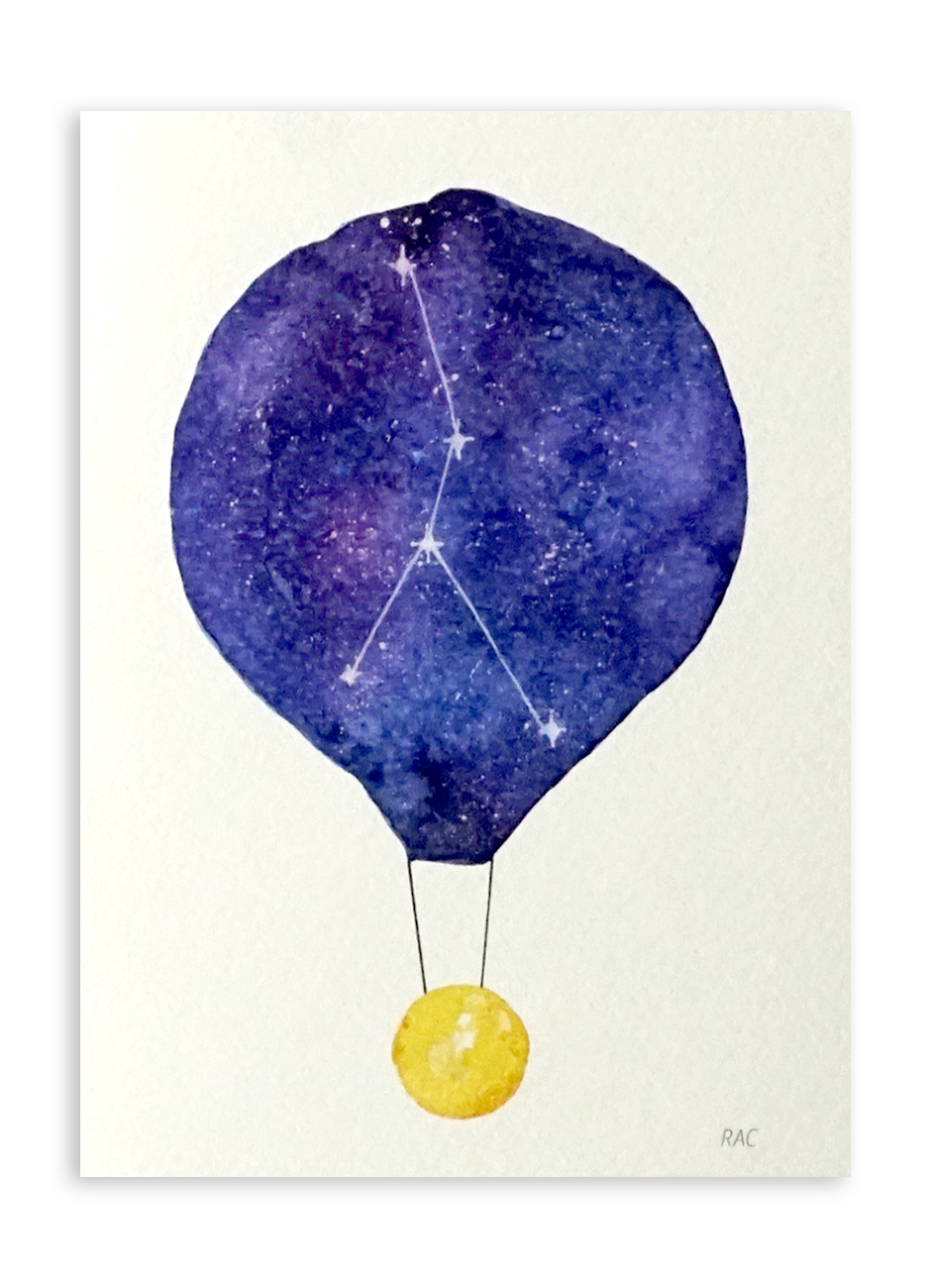 Felicitare - Constelatie Rac - Balon cu aer cald | Ana-Maria Galeteanu Ilustrator