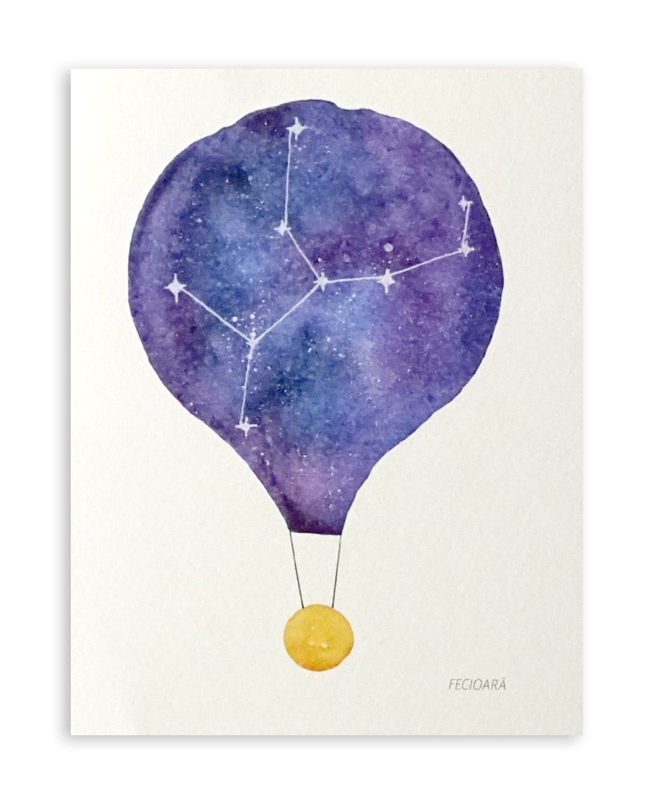 Felicitare - Constelatie Fecioara - Balon cu aer cald | Ana-Maria Galeteanu Ilustrator image