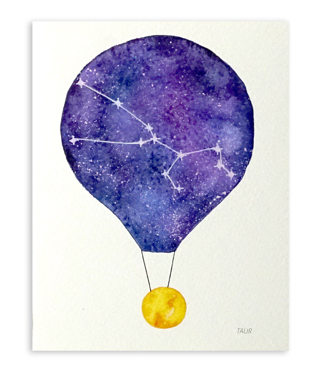 Felicitare - Constelatie Taur - Balon cu aer cald | Ana-Maria Galeteanu Ilustrator