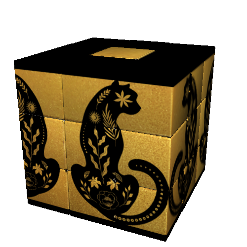 Cub Rubik - Iconic - Linocut: Cat Gold Effect | Iconicube image
