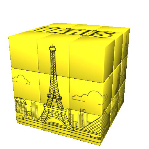 Cub Rubik - Design - Travel: Paris Skyline Neon Yellow | Iconicube image0