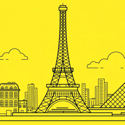 Cub Rubik - Design - Travel: Paris Skyline Neon Yellow | Iconicube