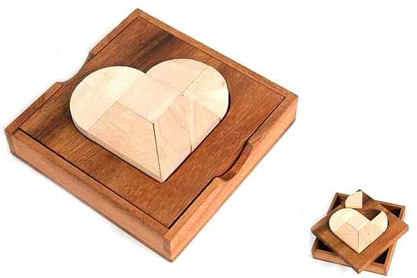 Puzzle din lemn - Heart Tangram | Logica Giochi - 1