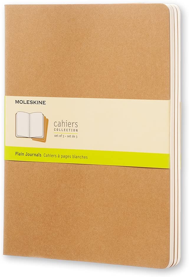 Set 3 caiete - Moleskine Cahier - X-Large, Plain - Kraft Brown | Moleskine - 5 | YEO