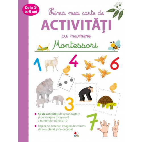 Prima mea carte de activitati cu numere de la 3 la 6 ani. Montessori. |