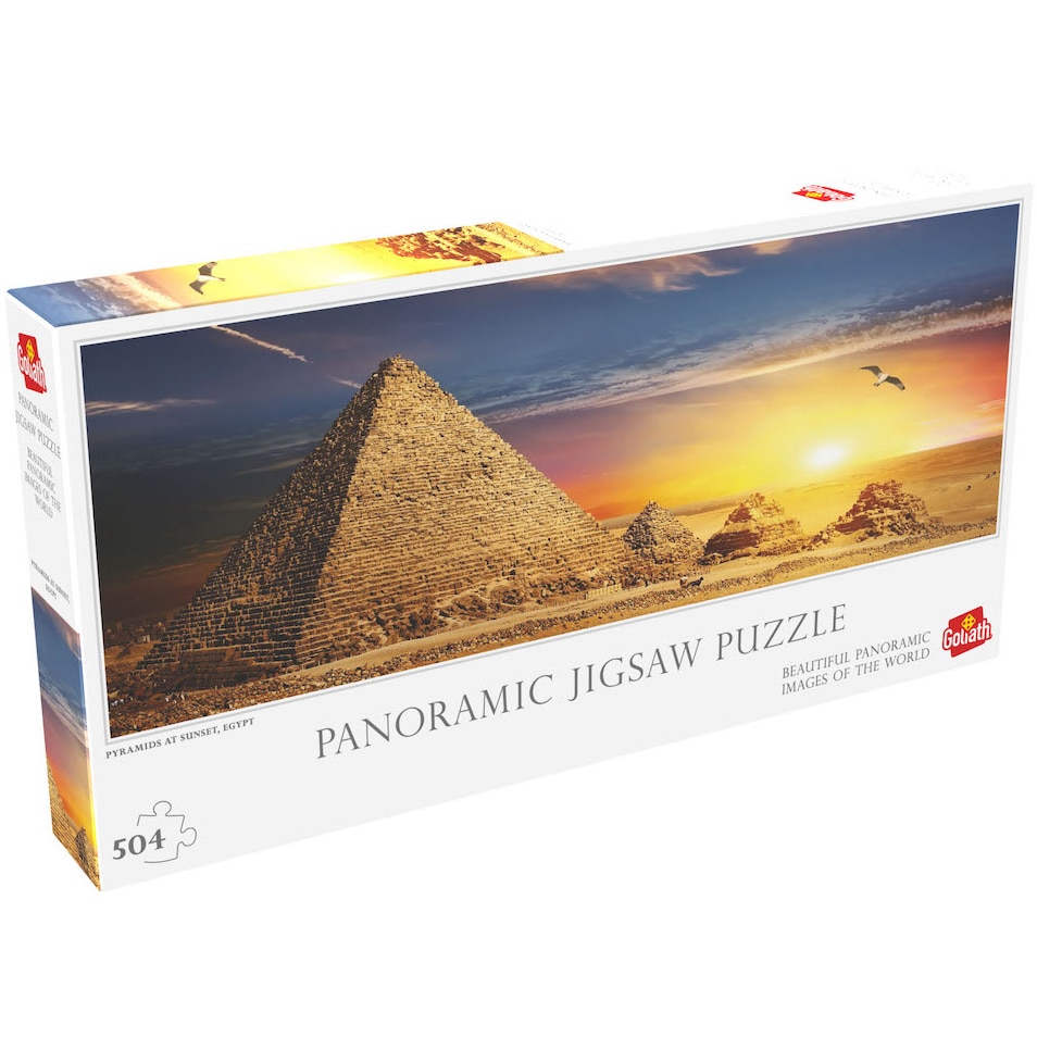 Puzzle 504 piese - Panoramic - Piramidele Egiptene la Apus | Goliath