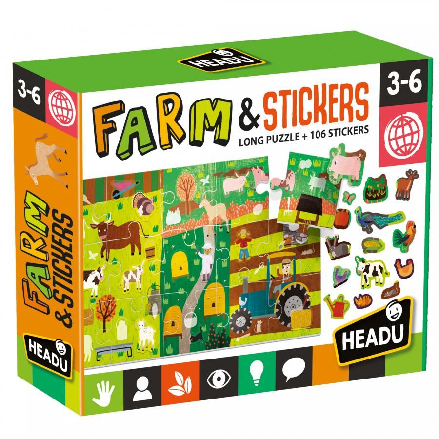Puzzle educativ - Farm Stickers | Headu