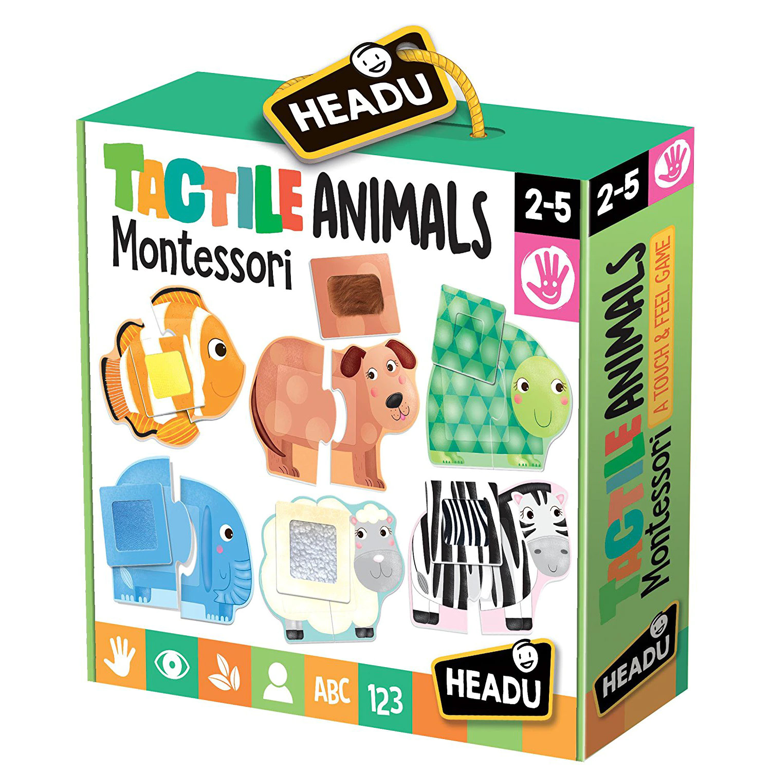 Puzzle educativ - Montessori Tactile Animals | Headu