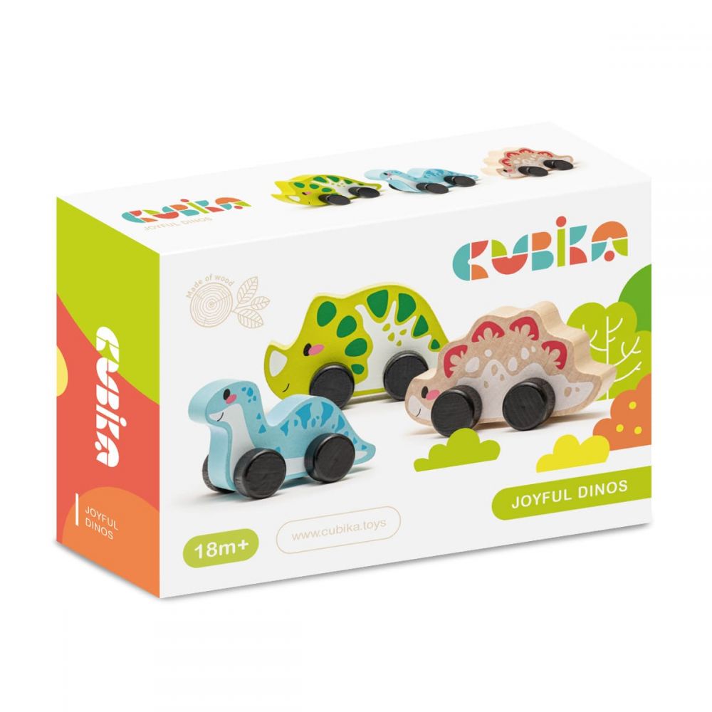 Jucarie din lemn - Joyful Dinos | Cubika - 1 | YEO