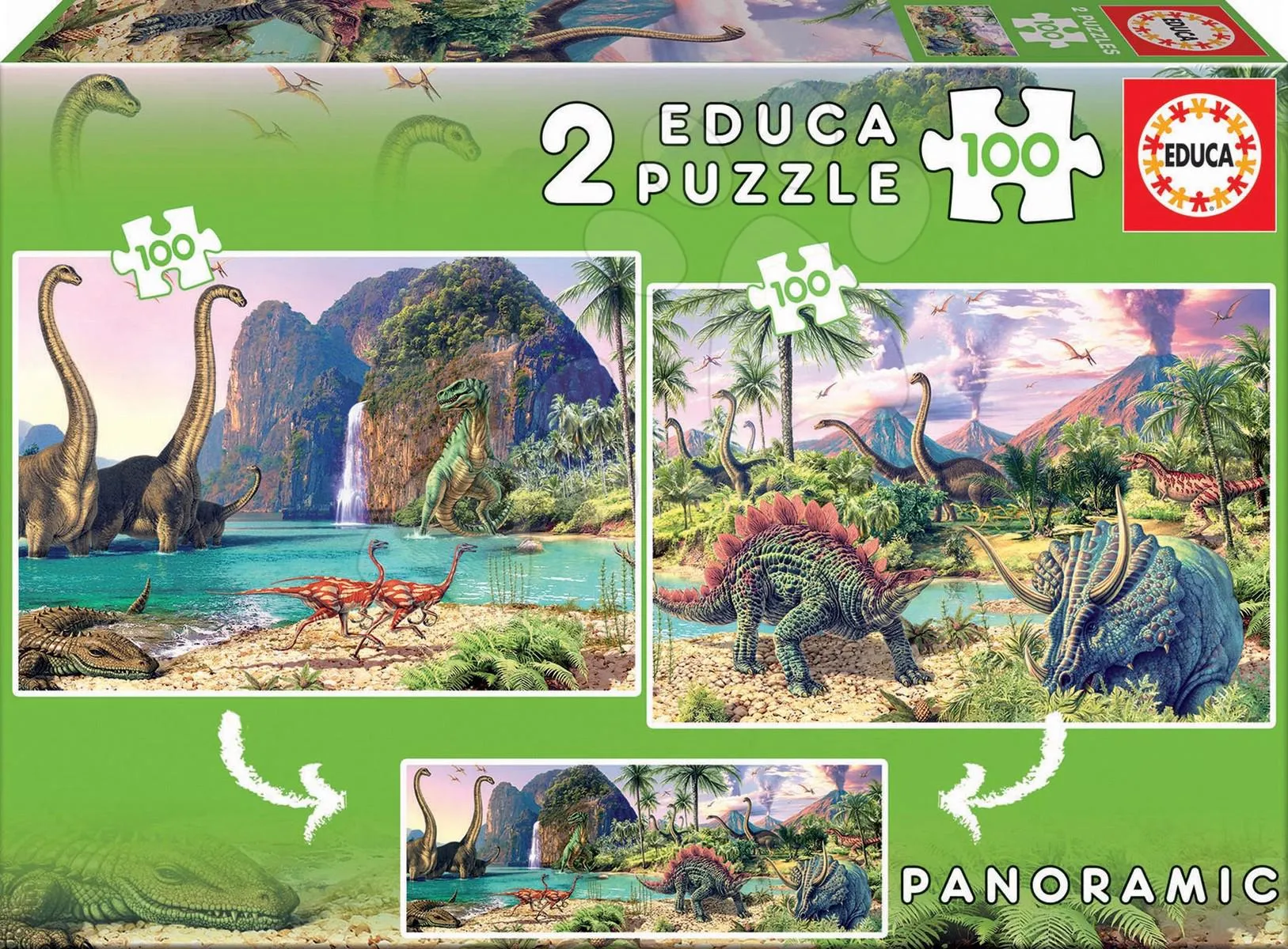 Puzzle - Dino World, 2 X 100 piese | Educa