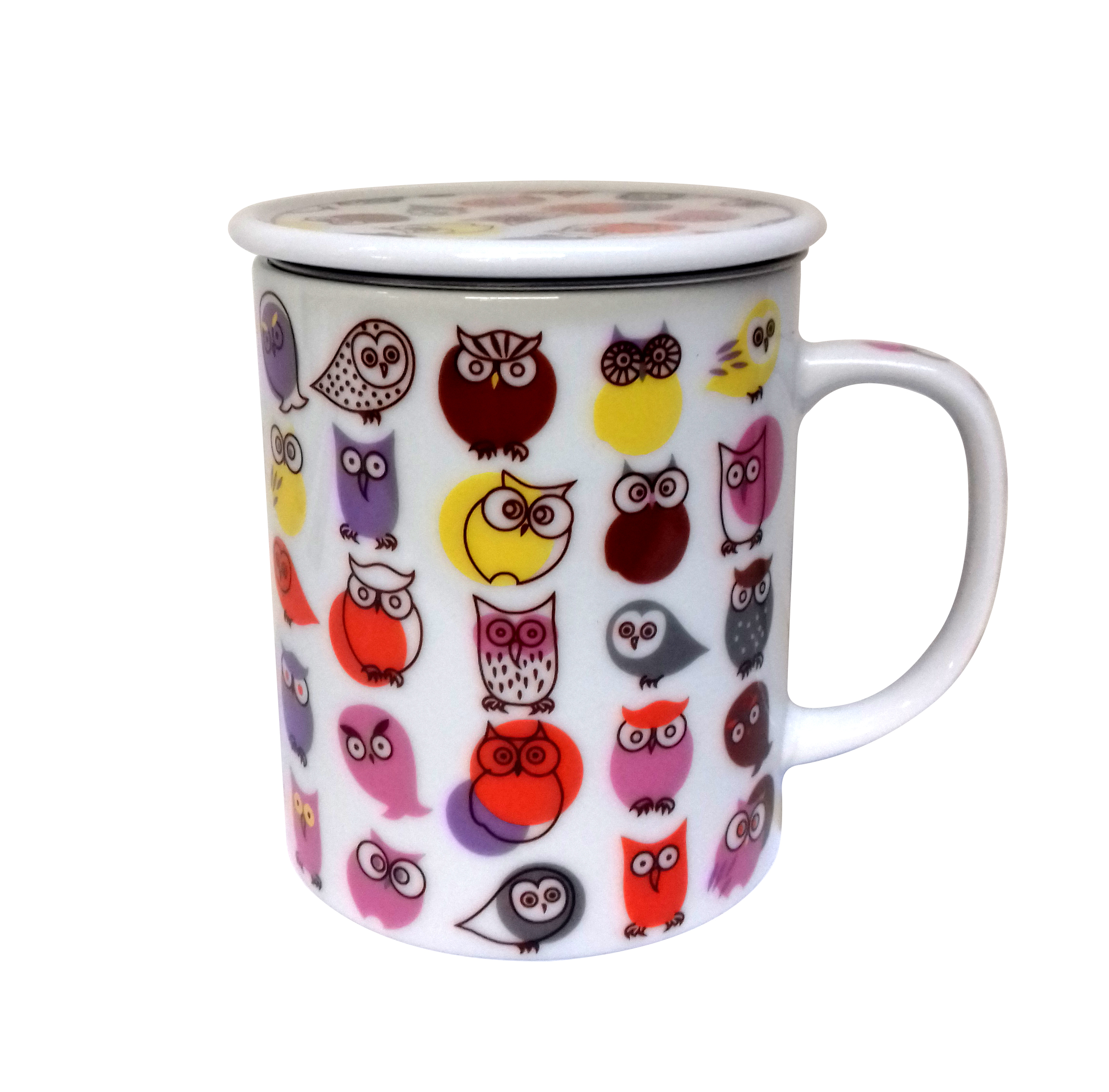 Cana cu capac si infuzor - Owl Red | Jewel Japan