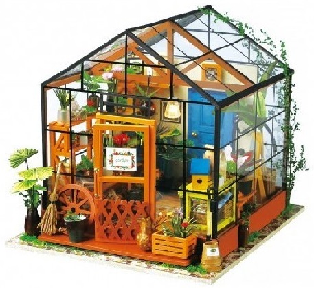 Puzzle 3D din lemn - Minicasuta Verde - Floraria Cathy | Rolife