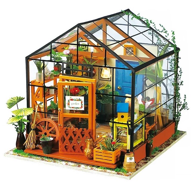 Puzzle 3D din lemn - Minicasuta Verde - Floraria Cathy | Robotime