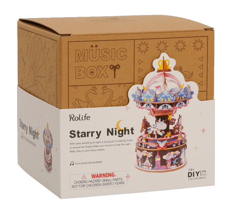 Puzzle 3D din lemn - Musical Box - Starry Night, 174 piese | Robotime image2