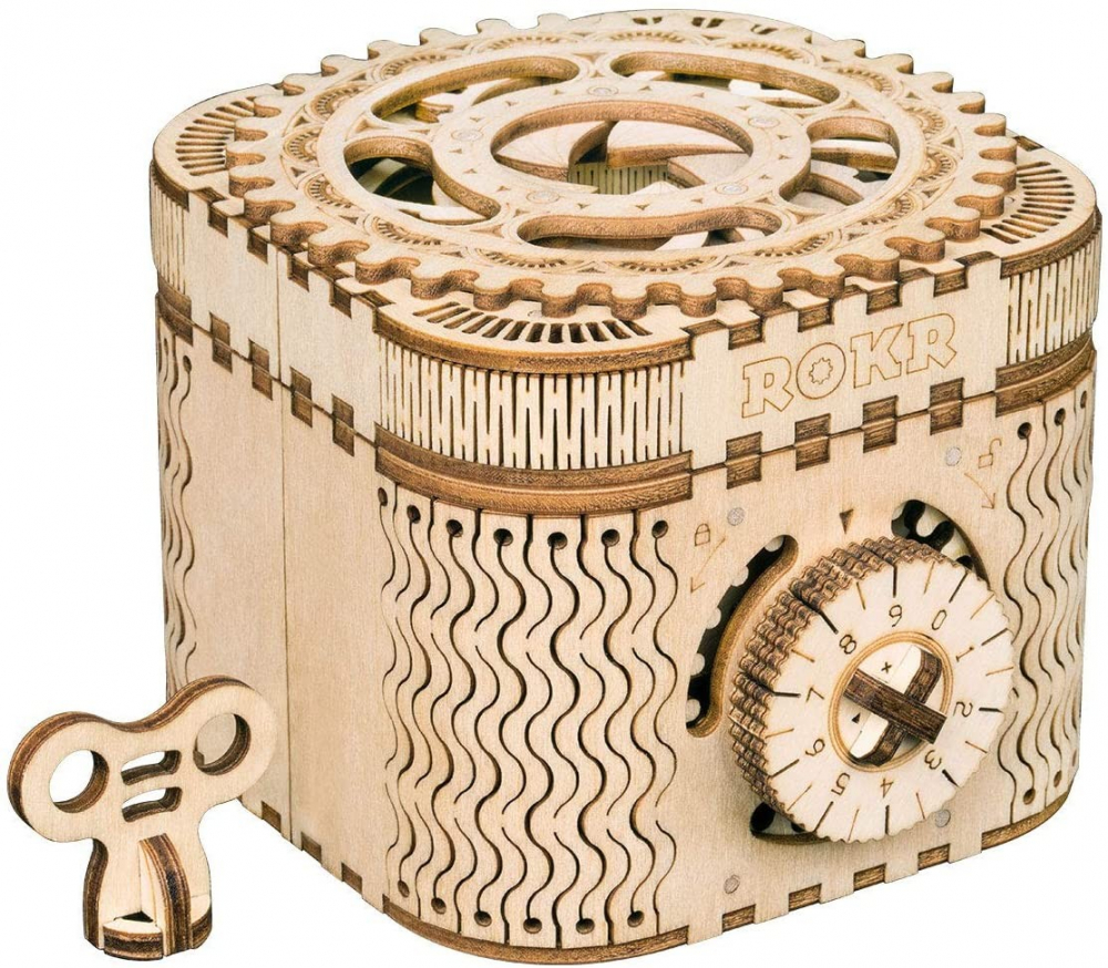 Puzzle 3D din lemn - Treasure Box, 123 piese | Robotime