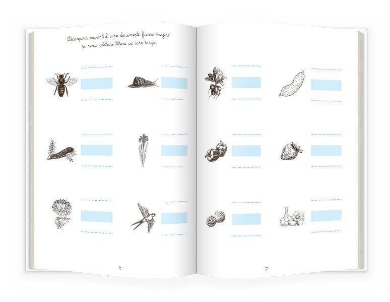 Caiet cu activitati de scriere Montessori – In gradina | carturesti.ro imagine 2022