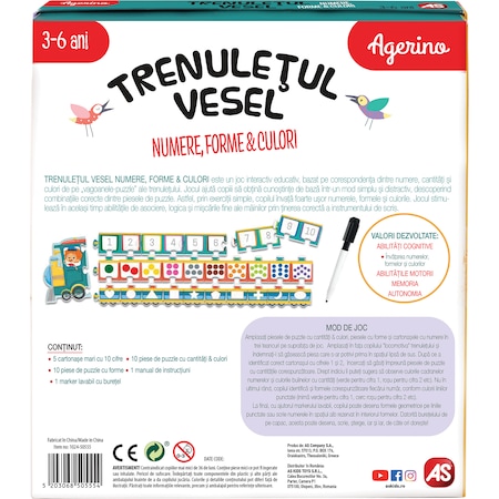 Puzzle educativ - Trenuletul vesel - Numere, forme, culori | Agerino - 4 | YEO