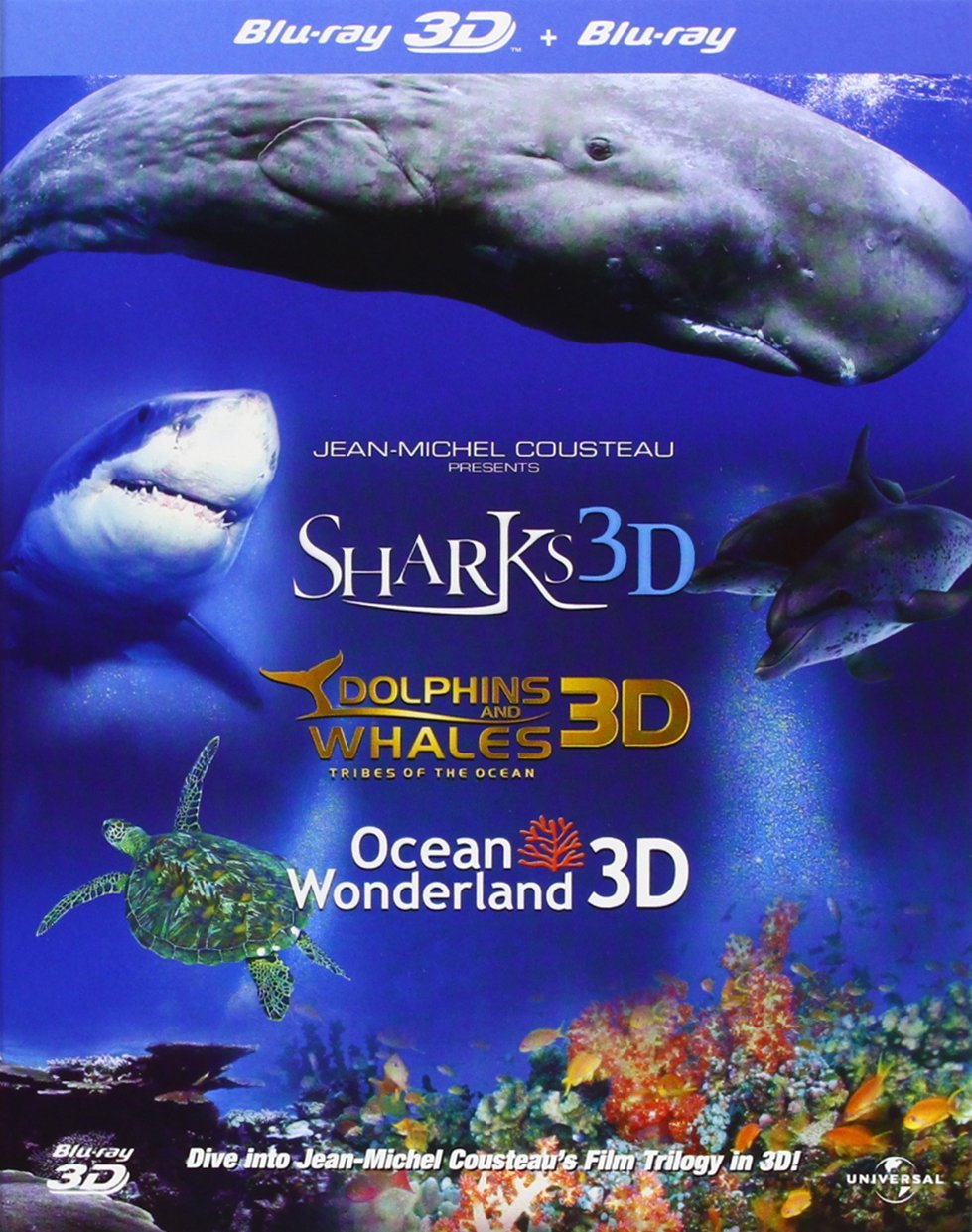 Jean-Michel Cousteau\'s Film Trilogy: Dolphins & Whales/Sharks/Ocean Wonderland (3D + Blu Ray Disc) | Jean-Jacques Mantello