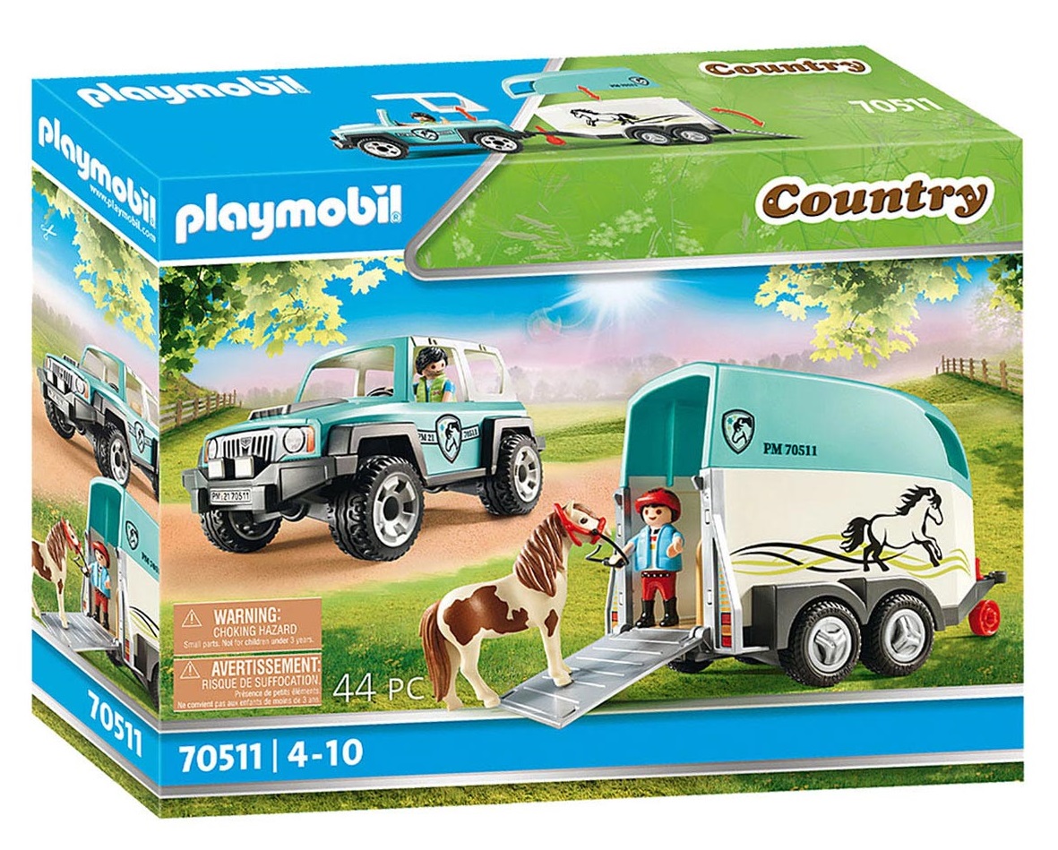 Set jucarii - Pony Farm - Masina cu remorca pentru ponei | Playmobil