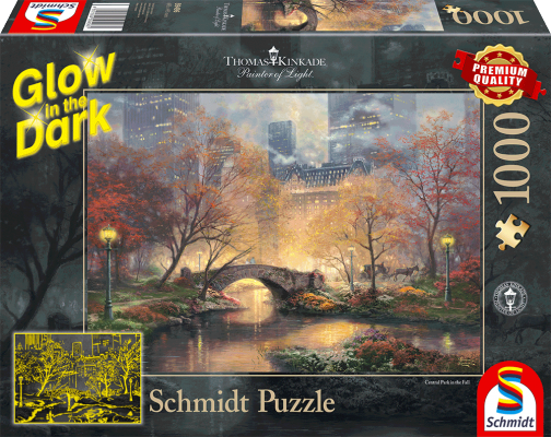 Puzzle 1000 piese - Thomas Kinkade - Autumn in Central Park - Glow in The Dark | Schmidt