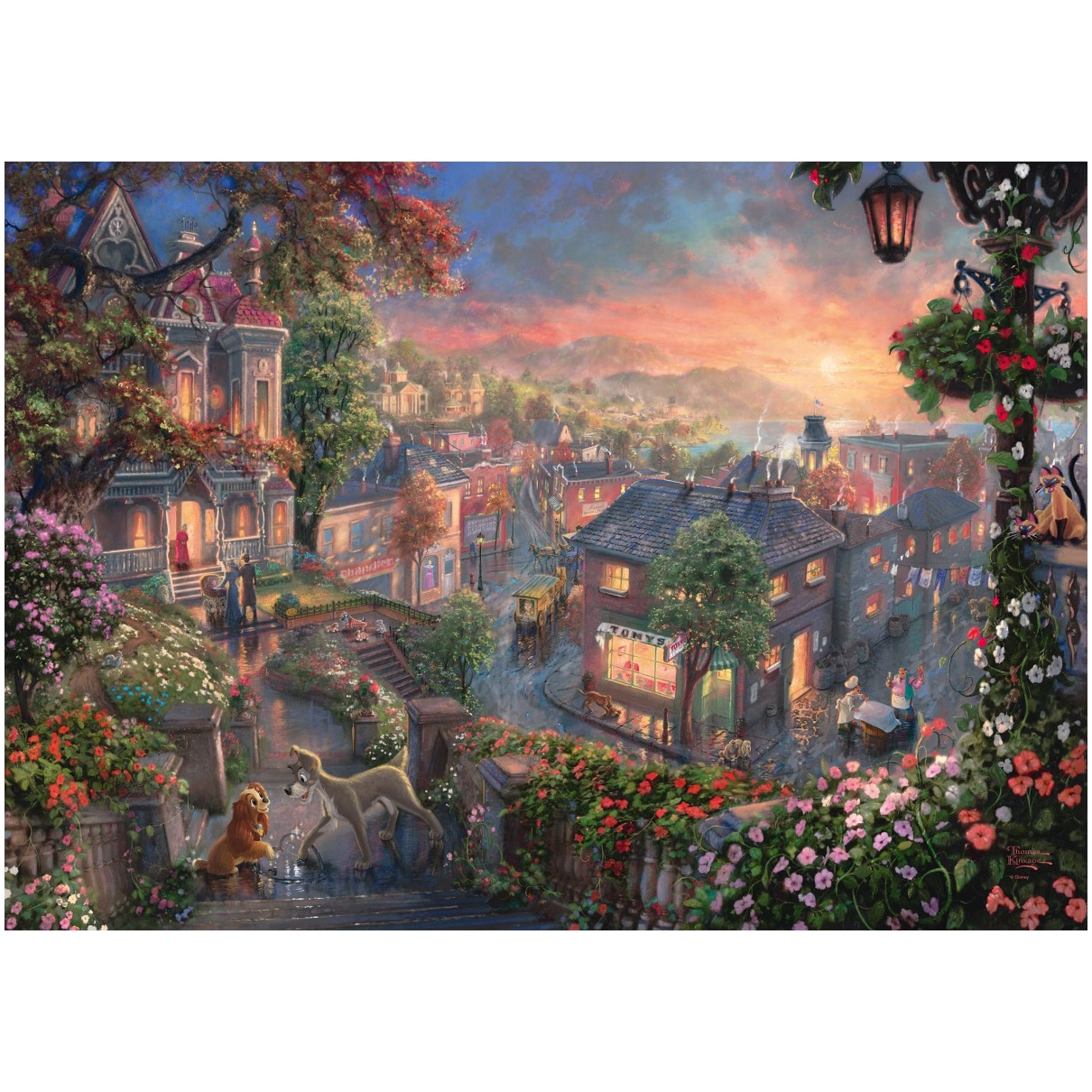 Puzzle 1000 piese - Thomas Kinkade - Disney - Lady and The Tramp | Schmidt - 1