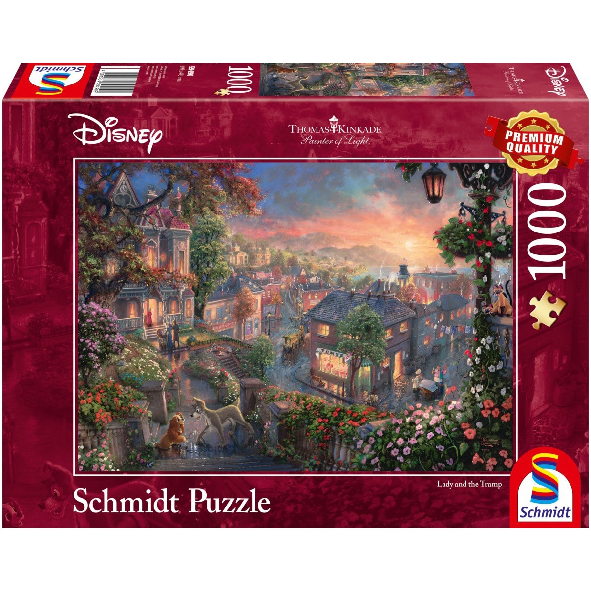 Puzzle 1000 piese - Thomas Kinkade - Disney - Lady and The Tramp | Schmidt