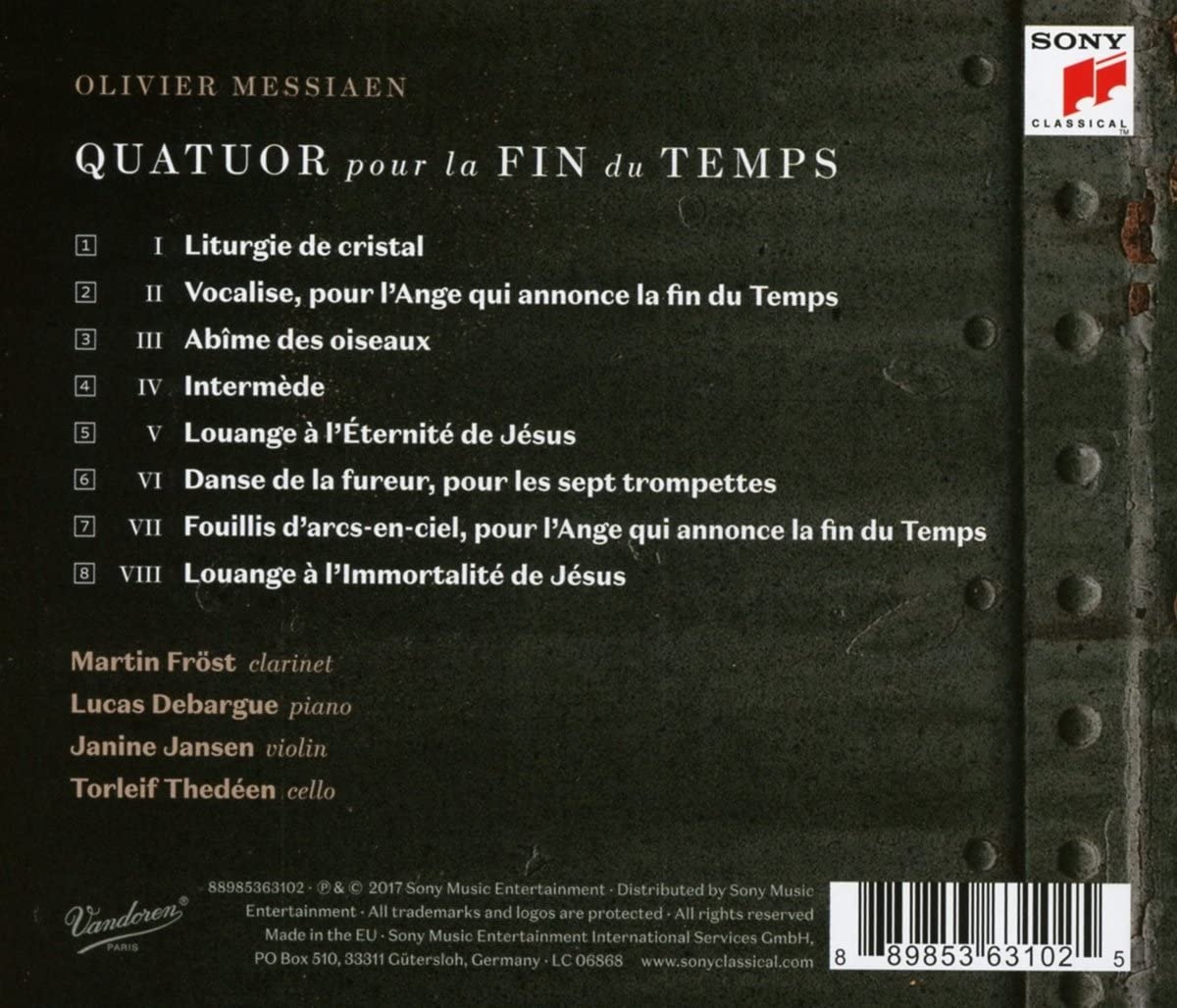 Messiaen: Quatuor Pour La Fin Du Temps | Martin Frost, Lucas Debargue, Janine Jansen, Torleif Thedeen