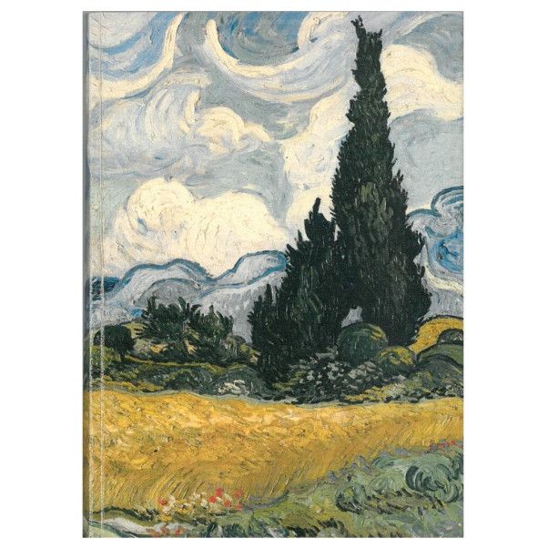 Carnet mediu - Lan de grau cu chiparosi de Vincent van Gogh | Moara de hartie