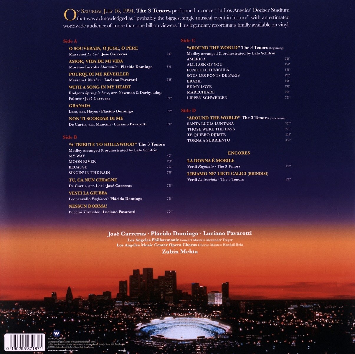 The 3 Tenors In Concert 1994 - Vinyl | Jose Carreras, Placido Domingo , Luciano Pavarotti , Zubin Metha  image1