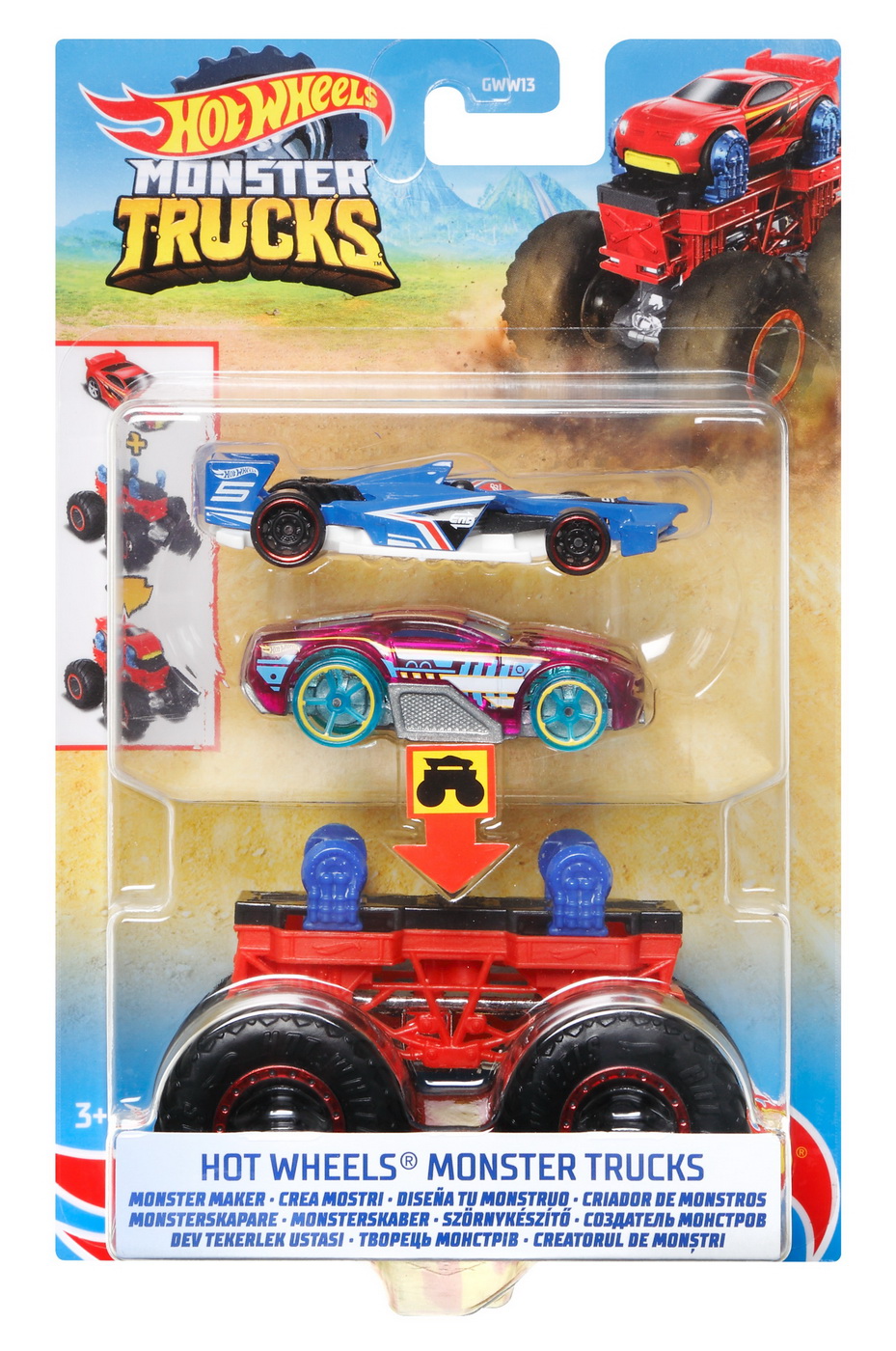 Hot wheels monster truck cu masinute roz si albastru | HOT WHEELS - Monster Truck image2